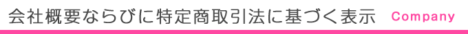 会社概要ならびに特定商取引法に基づく表示